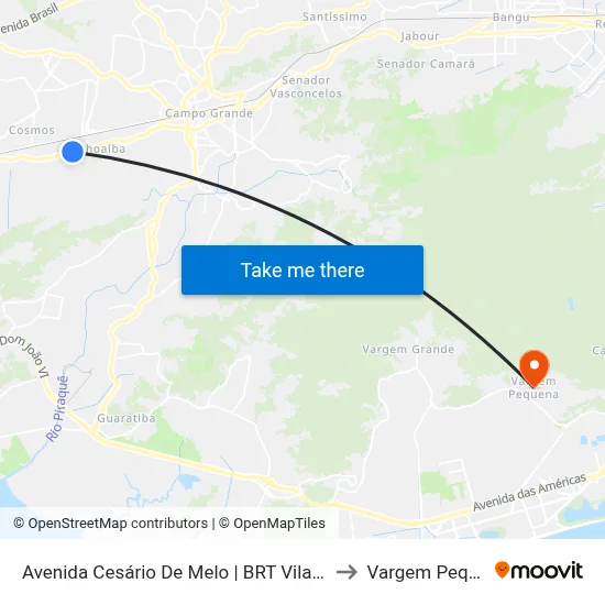 Avenida Cesário De Melo | BRT Vilar Carioca to Vargem Pequena map