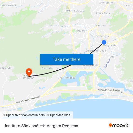 Instituto São José to Vargem Pequena map