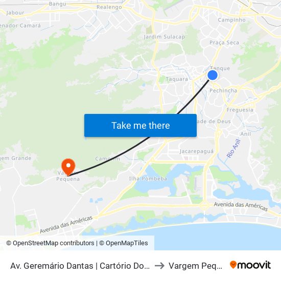 Av. Geremário Dantas | Cartório Do Tanque to Vargem Pequena map