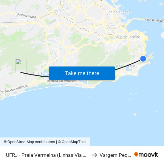 UFRJ - Praia Vermelha (Linhas Via Botafogo) to Vargem Pequena map