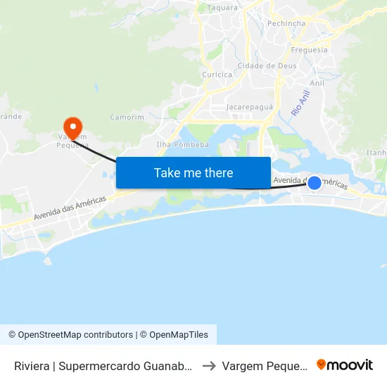 Riviera | Supermercardo Guanabara to Vargem Pequena map