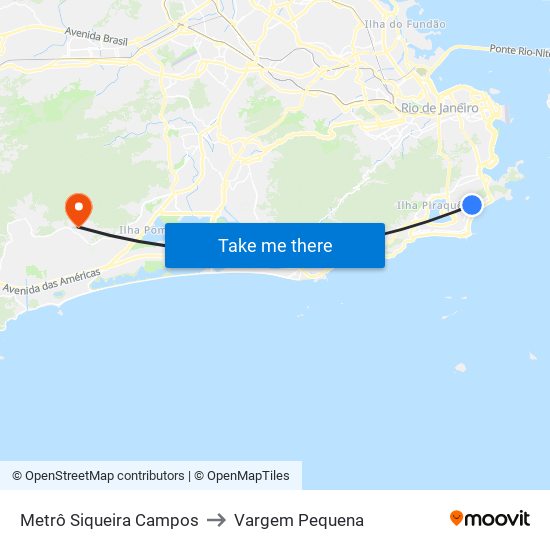 Metrô Siqueira Campos to Vargem Pequena map