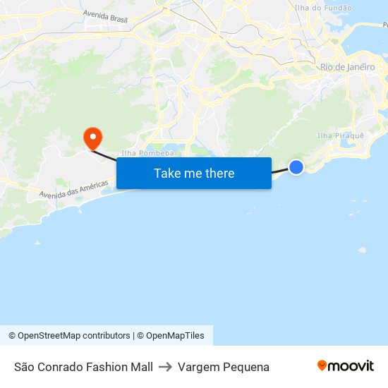 São Conrado Fashion Mall to Vargem Pequena map