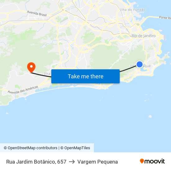 Rua Jardim Botânico, 657 to Vargem Pequena map