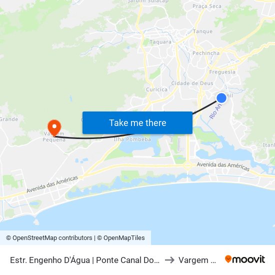 Estr. Engenho D'Água | Ponte Canal Do Anil | Dez Jacarepaguá to Vargem Pequena map