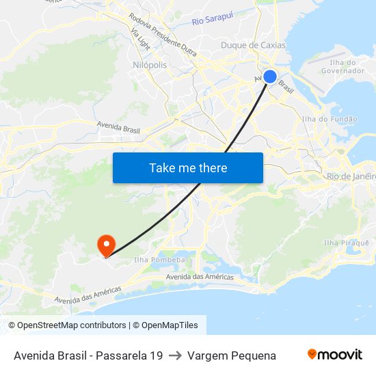 Avenida Brasil - Passarela 19 to Vargem Pequena map