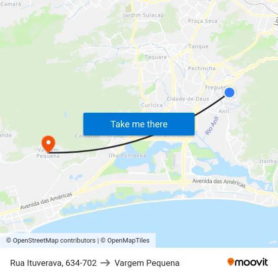 Rua Ituverava, 634-702 to Vargem Pequena map