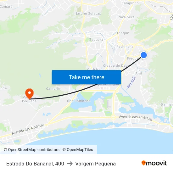 Estrada Do Bananal, 400 to Vargem Pequena map