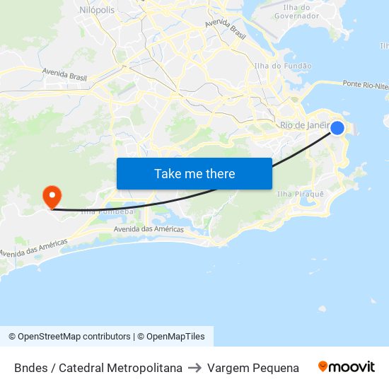 Bndes / Catedral Metropolitana to Vargem Pequena map