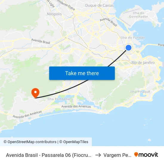 Avenida Brasil - Passarela 06 (Fiocruz | Vila Do João) to Vargem Pequena map