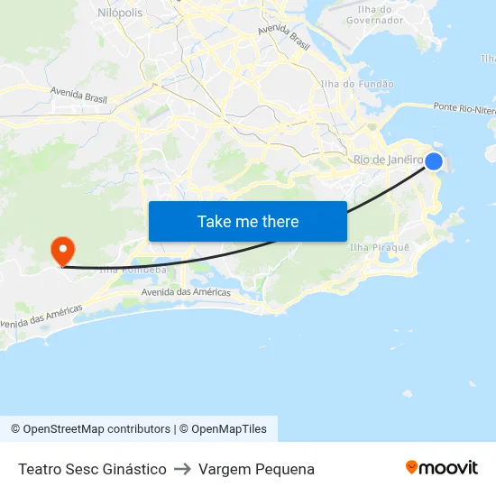 Teatro Sesc Ginástico to Vargem Pequena map