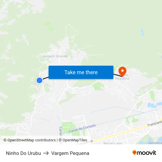 Ninho Do Urubu to Vargem Pequena map