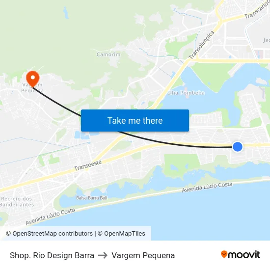 Shop. Rio Design Barra to Vargem Pequena map