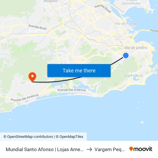 Mundial Santo Afonso | Lojas Americanas to Vargem Pequena map