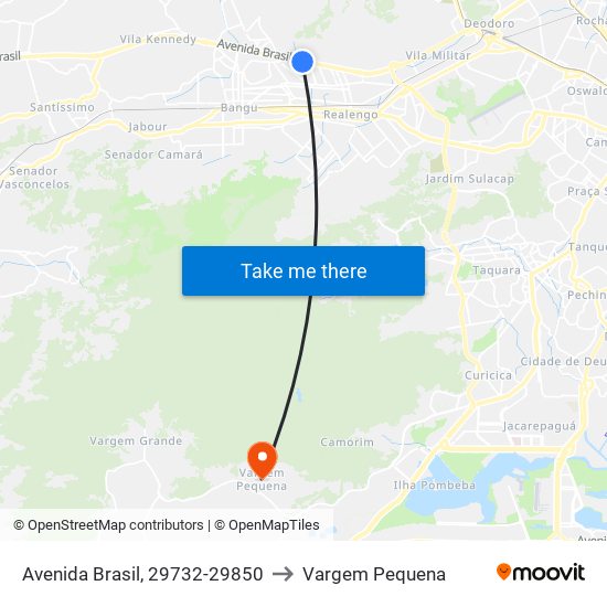 Avenida Brasil, 29732-29850 to Vargem Pequena map