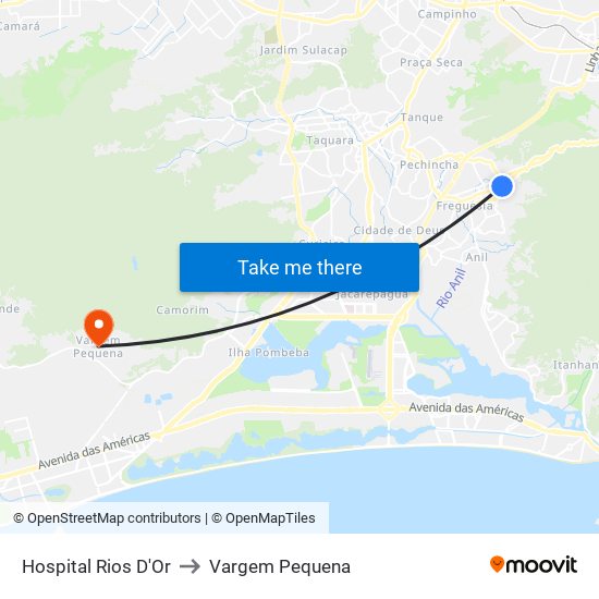 Hospital Rios D'Or to Vargem Pequena map
