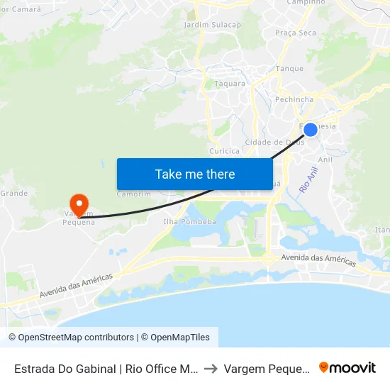Estrada Do Gabinal | Rio Office Mall to Vargem Pequena map