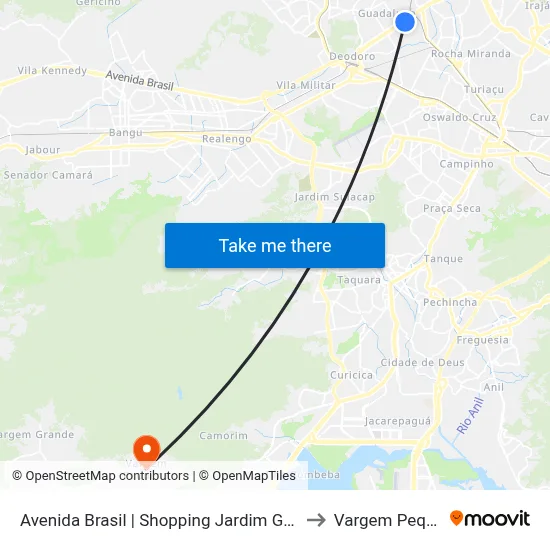 Avenida Brasil | Shopping Jardim Guadalupe to Vargem Pequena map