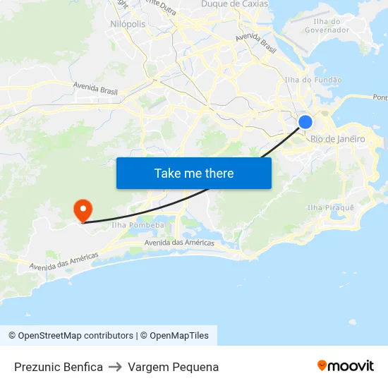 Prezunic Benfica to Vargem Pequena map