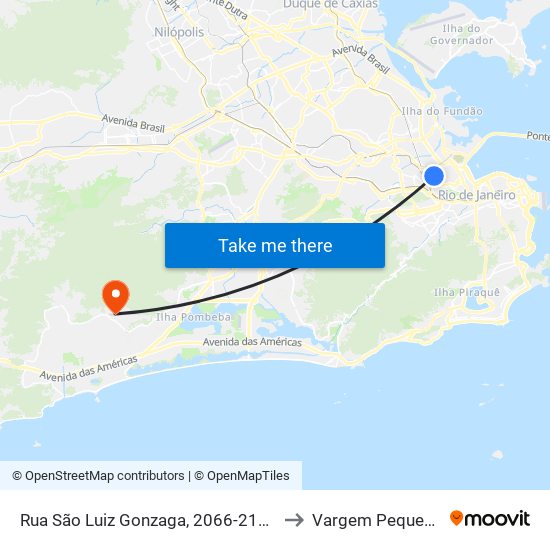 Rua São Luiz Gonzaga, 2066-2122 to Vargem Pequena map