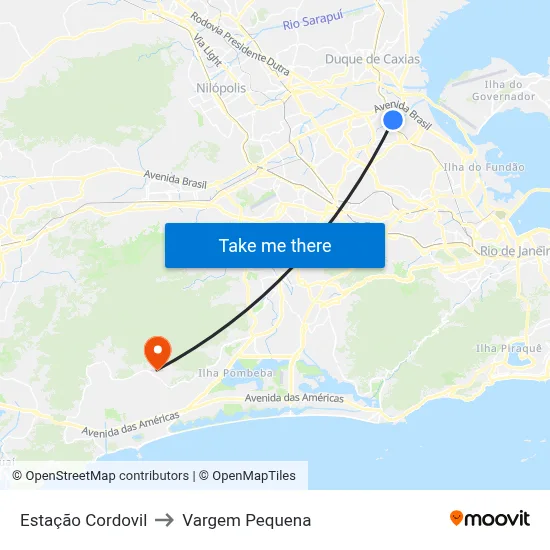 Estação Cordovil to Vargem Pequena map