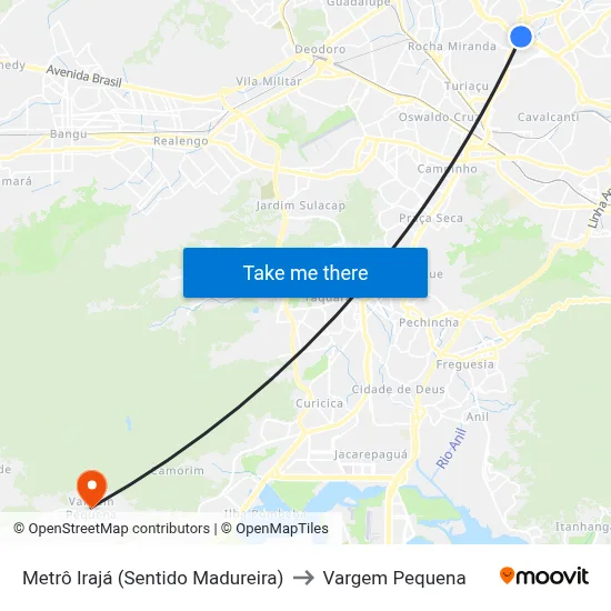 Metrô Irajá (Sentido Madureira) to Vargem Pequena map