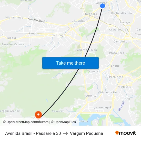 Avenida Brasil - Passarela 30 to Vargem Pequena map