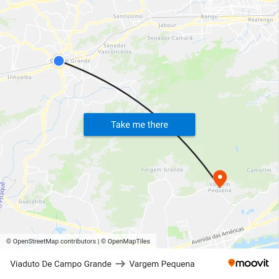 Viaduto De Campo Grande to Vargem Pequena map