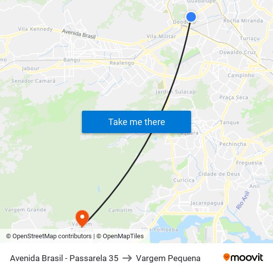 Avenida Brasil - Passarela 35 to Vargem Pequena map