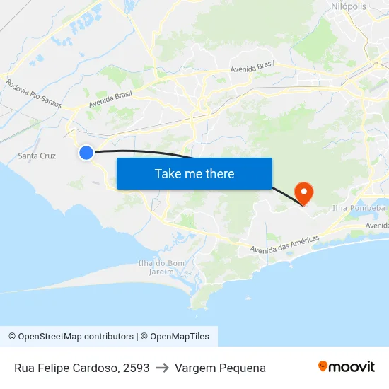 Rua Felipe Cardoso, 2593 to Vargem Pequena map
