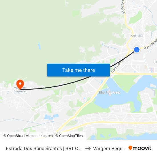 Estrada Dos Bandeirantes | BRT Curicica to Vargem Pequena map