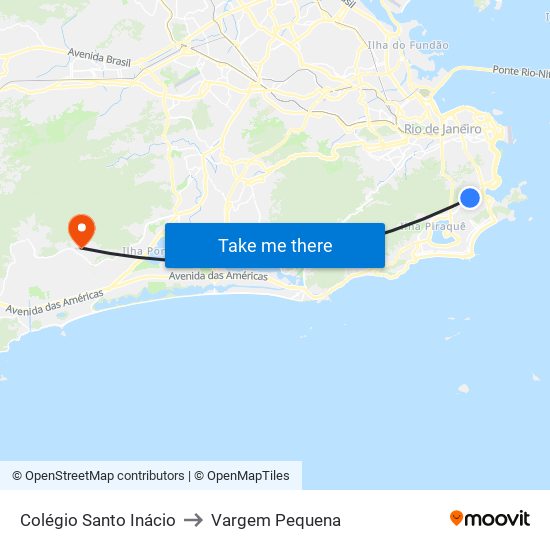 Colégio Santo Inácio to Vargem Pequena map