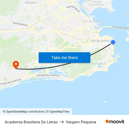 Academia Brasileira De Letras to Vargem Pequena map