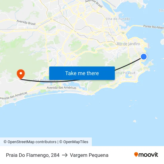 Praia Do Flamengo, 284 to Vargem Pequena map