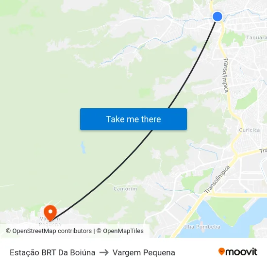 Estação BRT Da Boiúna to Vargem Pequena map