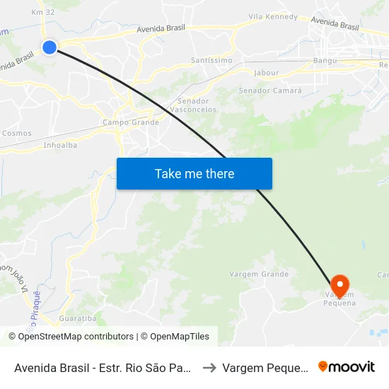 Avenida Brasil - Estr. Rio São Paulo to Vargem Pequena map