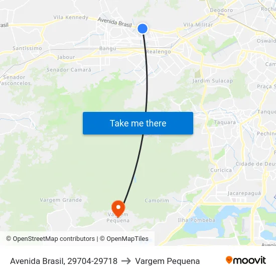 Avenida Brasil, 29704-29718 to Vargem Pequena map