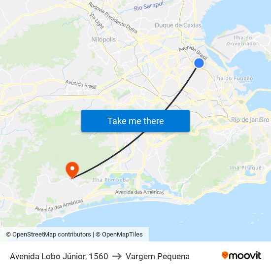 Avenida Lobo Júnior, 1560 to Vargem Pequena map