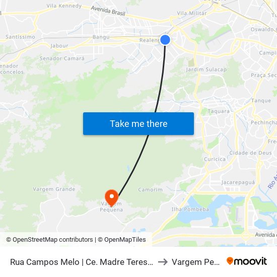 Rua Campos Melo | Ce. Madre Teresa De Calcutá to Vargem Pequena map