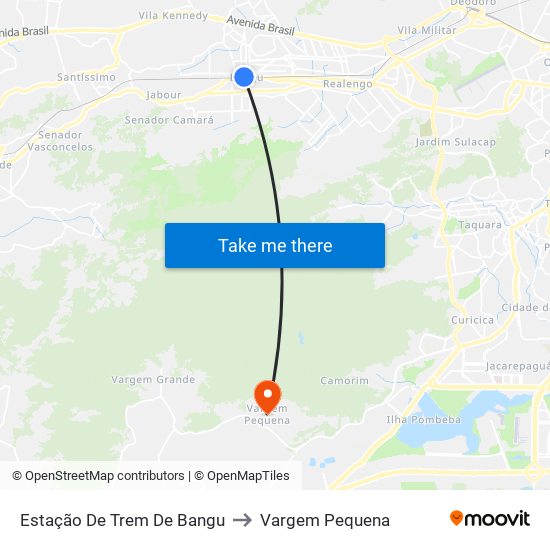 Estação De Trem De Bangu to Vargem Pequena map