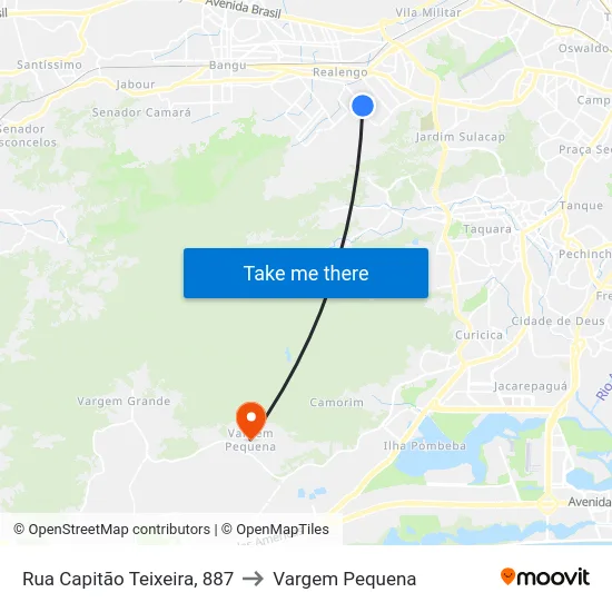 Rua Capitão Teixeira, 887 to Vargem Pequena map