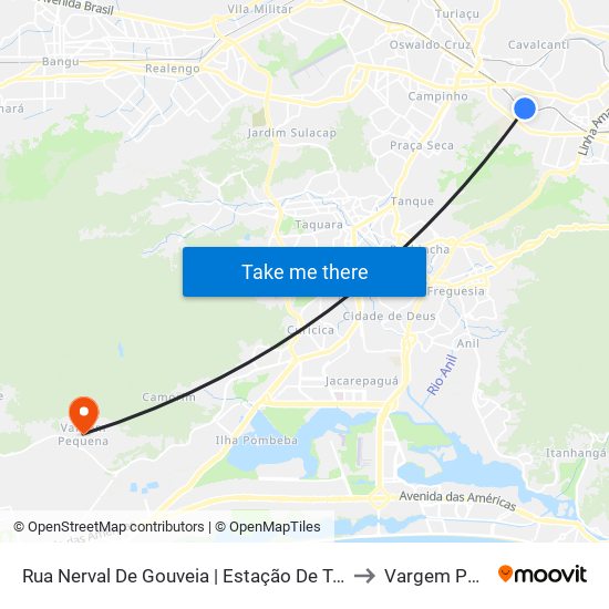 Rua Nerval De Gouveia | Estação De Trem De Quintino to Vargem Pequena map