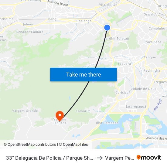 33° Delegacia De Polícia / Parque Shopping Sulacap to Vargem Pequena map