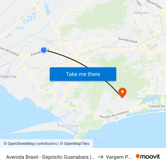 Avenida Brasil - Depósito Guanabara | Cond. Mont Blanc to Vargem Pequena map