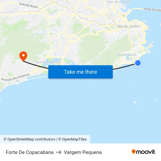 Forte De Copacabana to Vargem Pequena map
