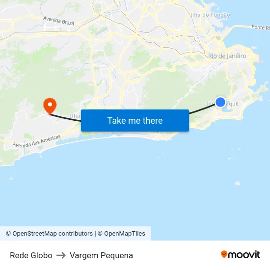 Rede Globo to Vargem Pequena map