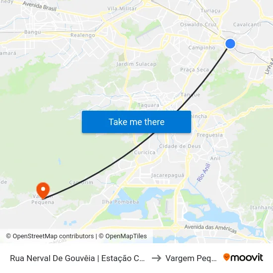 Rua Nerval De Gouvêia | Estação Cascadura to Vargem Pequena map