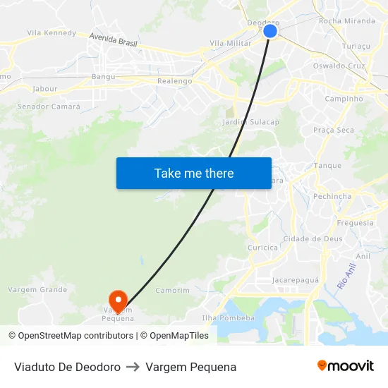 Viaduto De Deodoro to Vargem Pequena map