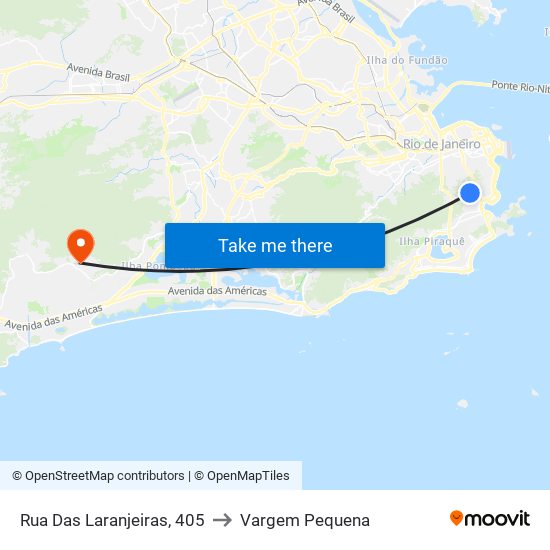 Rua Das Laranjeiras, 405 to Vargem Pequena map