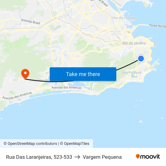 Rua Das Laranjeiras, 523-533 to Vargem Pequena map